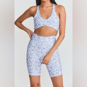 LoveShackFancy Blue Morena activewear biker shorts